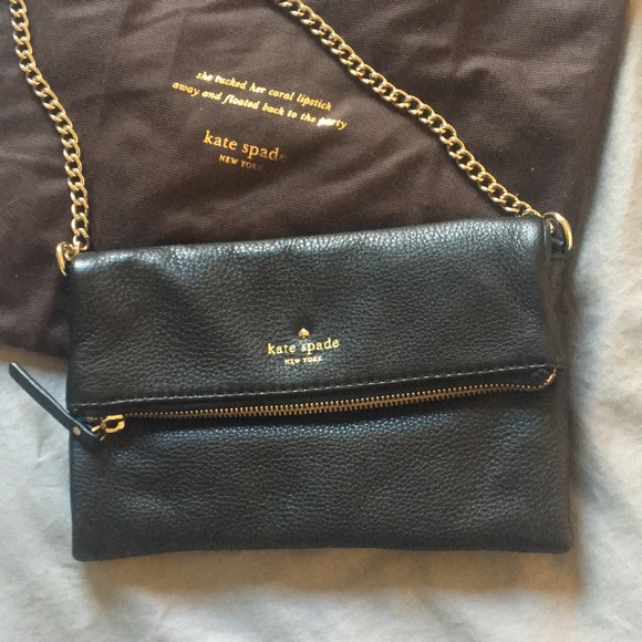 Kate Spade Black Leather Cobble Clutch/ Shoulder - Picture 2 of 5